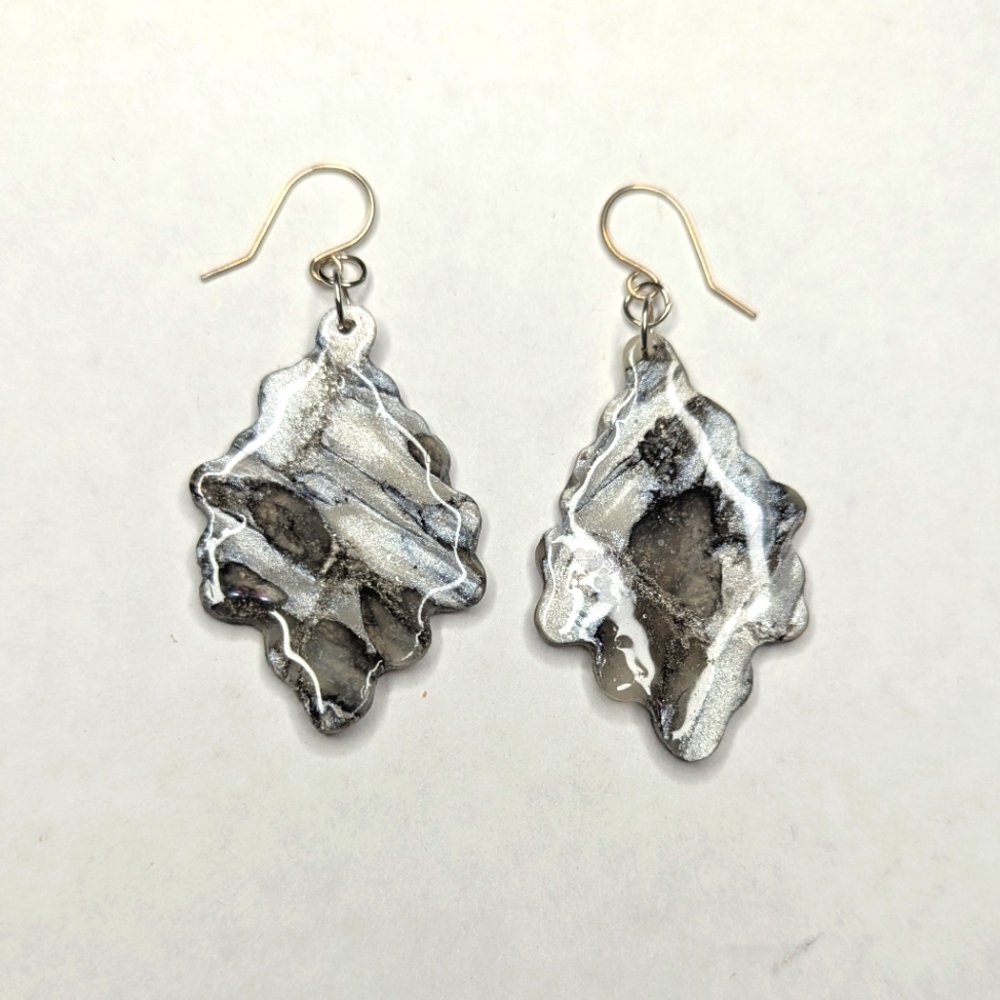 Black and White Marble Earrings